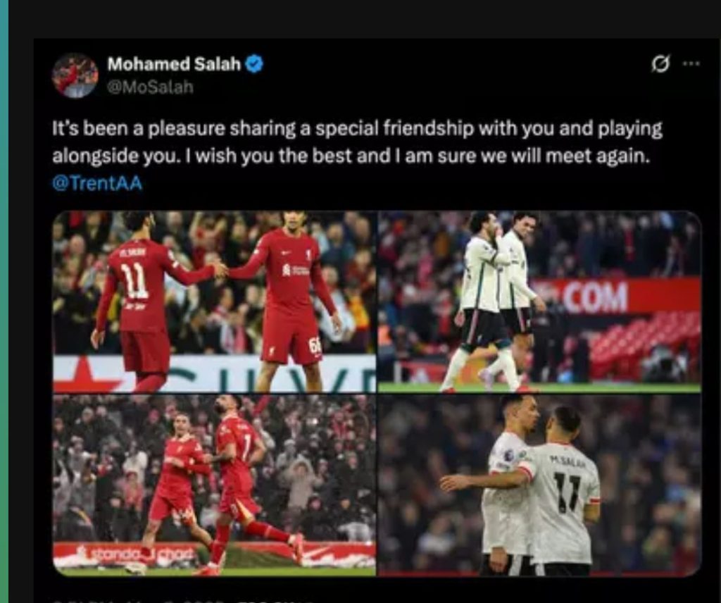 Mo Salah’s farewell message to Trent Alexander-Arnold has got fans talking as hidden ‘threat’ claim made – Sallahsport
